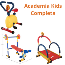 Carregar imagem no visualizador da galeria, Kit Brinquedos De Academia Para Crianças- Esteira - Bicicleta - Barra - Kit Completo Para Muita Diversão